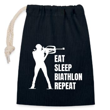 Biathlon Skieur Cadeau Biathlète Sports d’hiver - Sac cadeau en coton avec cordon (14 x 20 cm) - bleu marine - Devant
