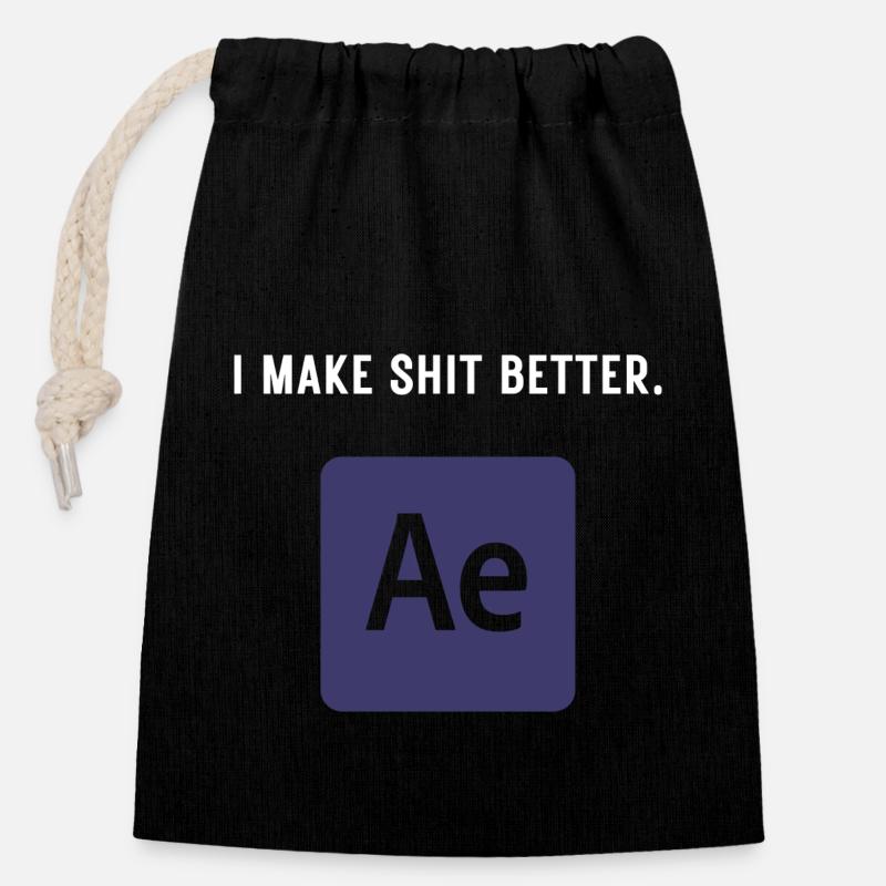 I Make Shit Better - Video Editing - Verschließbarer Geschenkbeutel aus Baumwolle (14x20cm) - Schwarz