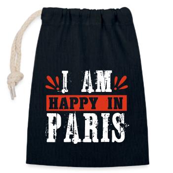 JE SUIS HEUREUX À PARIS - Sac cadeau en coton avec cordon (14 x 20 cm) - bleu marine - Devant