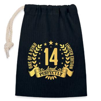 14 Jahre Geburtstagsgeschenk 14 Jahre - Verschließbarer Geschenkbeutel aus Baumwolle (14x20cm) - Navy - Vorne