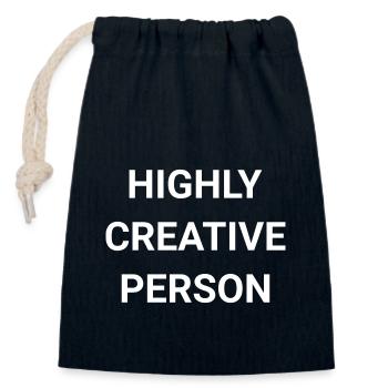 Highly Creative Person - Closable cotton gift bag (14x20cm) - navy - Front