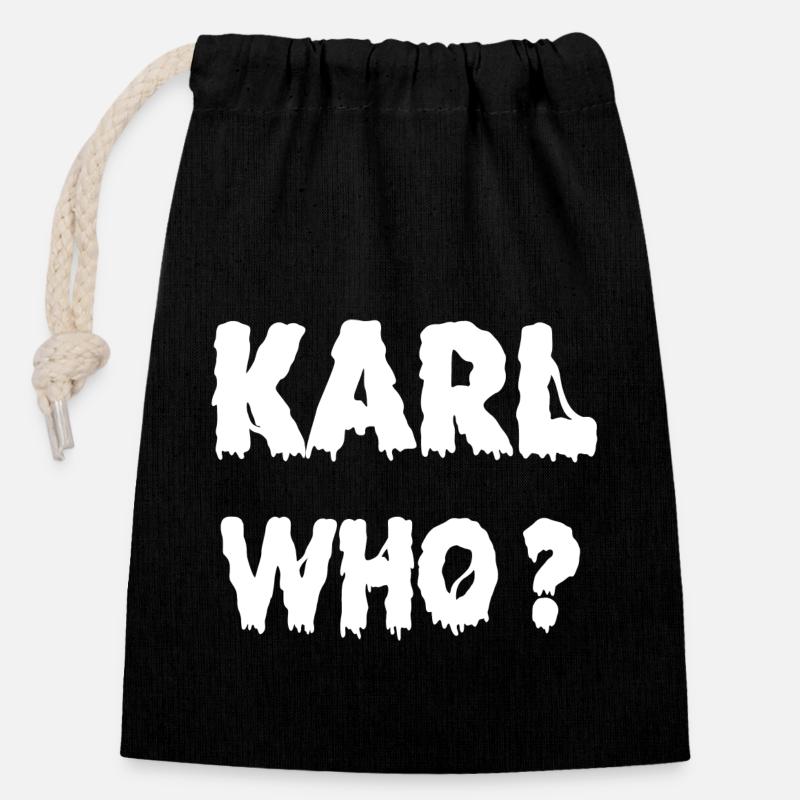 Karl Qui? - Sac cadeau en coton avec cordon (14 x 20 cm) - noir