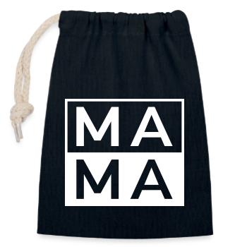 Mama - Sac cadeau en coton avec cordon (14 x 20 cm) - bleu marine - Devant