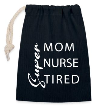 Super Mom Super Nurse Super Tired - Closable cotton gift bag (14x20cm) - navy - Front