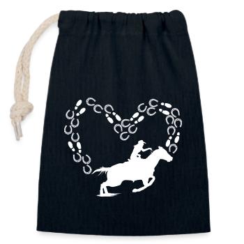 J’aime mon cheval Sport équestre Amour du cheval - Sac cadeau en coton avec cordon (14 x 20 cm) - bleu marine - Devant