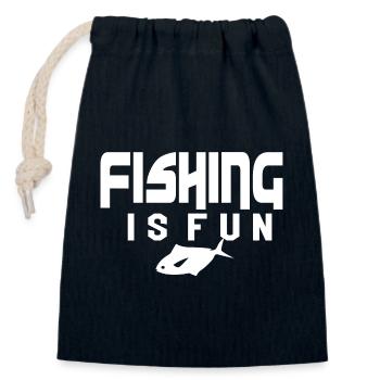 Fishing is fun. Evolution Angler Angeln Fischen - Verschließbarer Geschenkbeutel aus Baumwolle (14x20cm) - Navy - Vorne