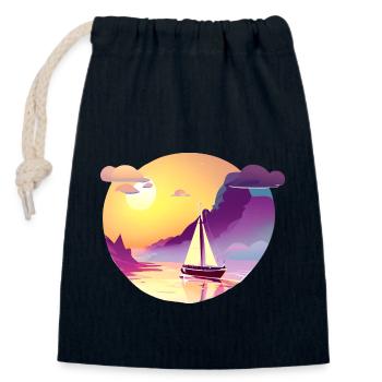 Segelboot Segelschiff Segeln Segelsport Segler - Verschließbarer Geschenkbeutel aus Baumwolle (14x20cm) - Navy - Vorne