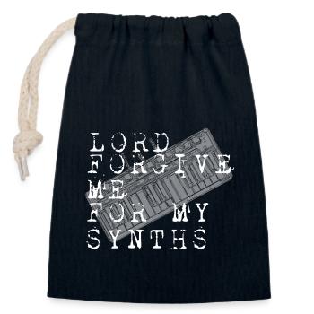 Seigneur pardonne-moi pour mes synthés - Sac cadeau en coton avec cordon (14 x 20 cm) - bleu marine - Devant