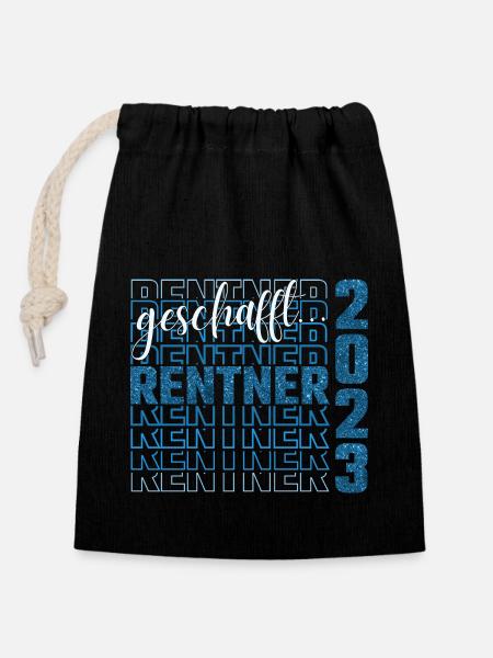 Rentner 2023 - Verschließbarer Geschenkbeutel aus Baumwolle (14x20cm) - Schwarz