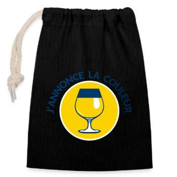 annonce couleur jaune ricar apero alcool humour 30 - Sac cadeau en coton avec cordon (14 x 20 cm) - noir - Devant