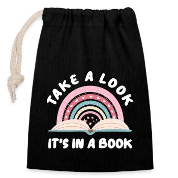 Books Book Reading Reading Bookworm Bookworm Bookaholic - Closable cotton gift bag (14x20cm) - black - Front