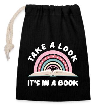 Bücher Buch Lesen Lesewurm Bücherwurm Bookaholic - Verschließbarer Geschenkbeutel aus Baumwolle (14x20cm) - Schwarz - Vorne