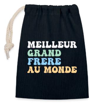 Meilleur grand frère du monde cadeau - Sac cadeau en coton avec cordon (14 x 20 cm) - bleu marine - Devant