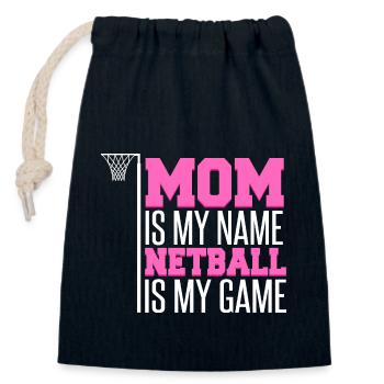 Mama ist mein Name Netball ist mein Spiel - Verschließbarer Geschenkbeutel aus Baumwolle (14x20cm) - Navy - Vorne