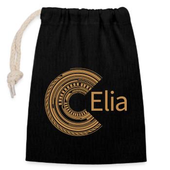 For Elijah - Closable cotton gift bag (14x20cm) - black - Front