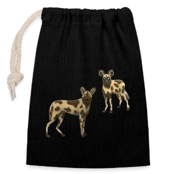 Chiens sauvages - Sac cadeau en coton avec cordon (14 x 20 cm) - noir - Devant