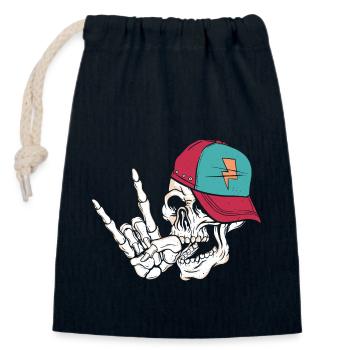 Rock Skull - Verschließbarer Geschenkbeutel aus Baumwolle (14x20cm) - Navy - Vorne