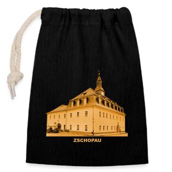 Hôtel de ville de Zschopau ville moto Monts Métallifères de Saxe - Sac cadeau en coton avec cordon (14 x 20 cm) - noir - Devant