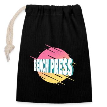 bench press, weightlifting, weight training, fitness, strong - Closable cotton gift bag (14x20cm) - black - Front
