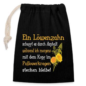 Ein Löwenzahn - Verschließbarer Geschenkbeutel aus Baumwolle (14x20cm) - Schwarz - Vorne