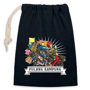 Pulang kampung - Sac cadeau en coton avec cordon (14 x 20 cm) - bleu marine - Devant