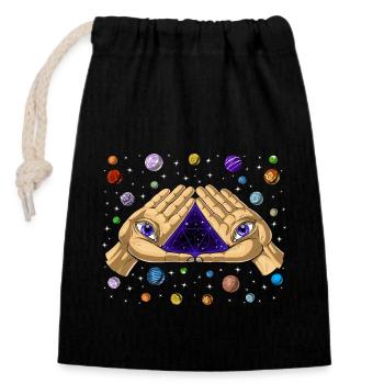 Illuminati Sacred Geometry - Closable cotton gift bag (14x20cm) - black - Front