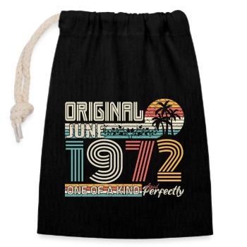 Juin 1972 Juin anniversaire June 1972 - Sac cadeau en coton avec cordon (14 x 20 cm) - noir - Devant