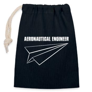 Ingénieur aéronautique Avion en papier - Sac cadeau en coton avec cordon (14 x 20 cm) - bleu marine - Devant