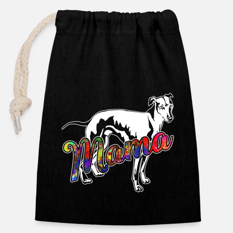 Whippet Whippet Mama - Closable cotton gift bag (14x20cm) - black