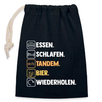 Fahrrad Radfahrer Bier Tandem - Verschließbarer Geschenkbeutel aus Baumwolle (14x20cm) - Navy - Vorne