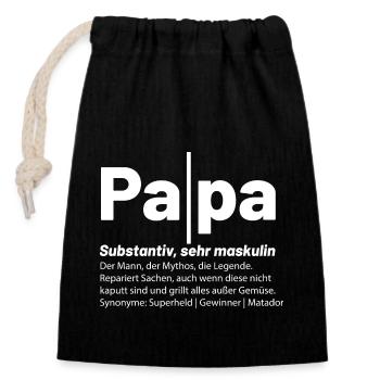 Definition von Papa das perfekte Vatertagsgeschenk - Verschließbarer Geschenkbeutel aus Baumwolle (14x20cm) - Schwarz - Vorne
