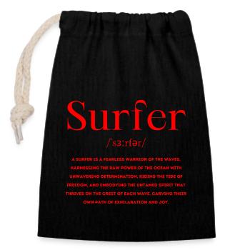 Surfer Definition - Verschließbarer Geschenkbeutel aus Baumwolle (14x20cm) - Schwarz - Vorne