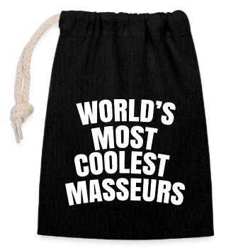 world's most coolest masseurs - Closable cotton gift bag (14x20cm) - black - Front