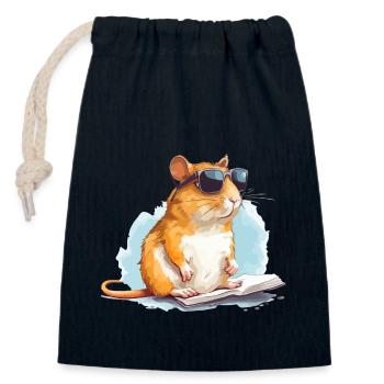 Mel la gerbille - Sac cadeau en coton avec cordon (14 x 20 cm) - bleu marine - Devant