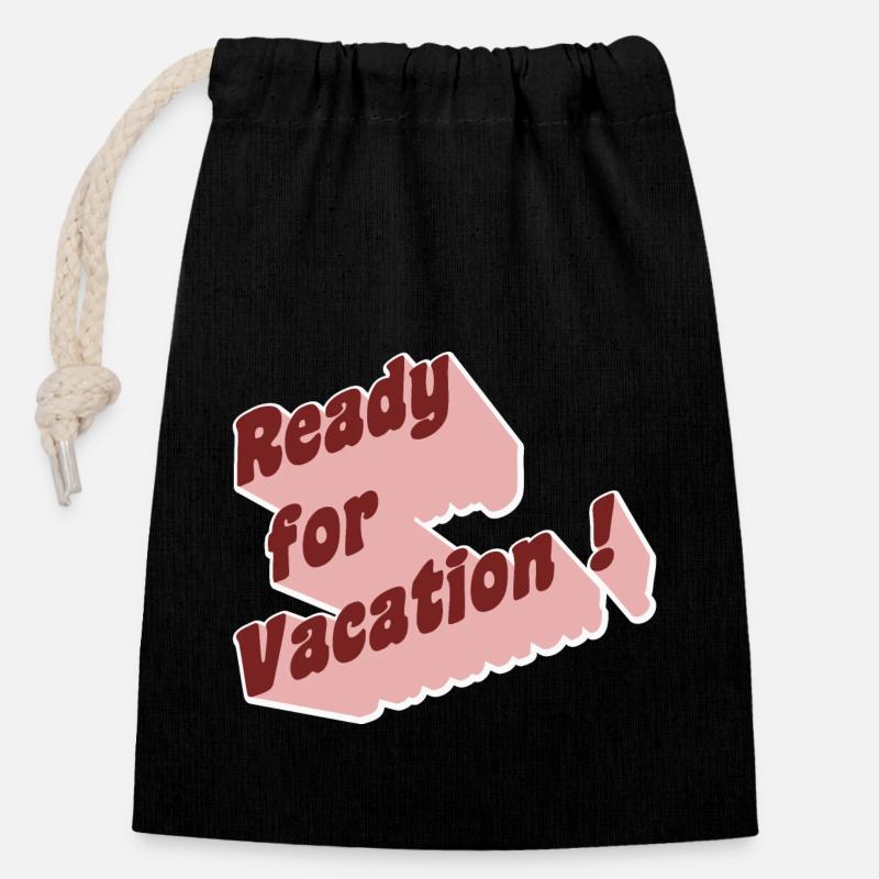 Prêt pour les vacances! - Sac cadeau en coton avec cordon (14 x 20 cm) - noir