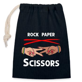 Rock Paper Scissors Funny Lesbian Pride LGBT - Closable cotton gift bag (14x20cm) - navy - Front