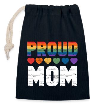 Stolze Mama LGBT Regenbogenherz - Verschließbarer Geschenkbeutel aus Baumwolle (14x20cm) - Navy - Vorne