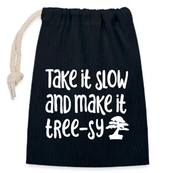Bonsai Baum Design für Bonsai Anfänger Liebhaber - Verschließbarer Geschenkbeutel aus Baumwolle (14x20cm) - Navy - Vorne
