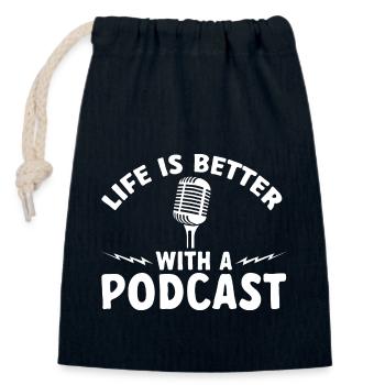 Podcaster Podcast - Closable cotton gift bag (14x20cm) - navy - Front