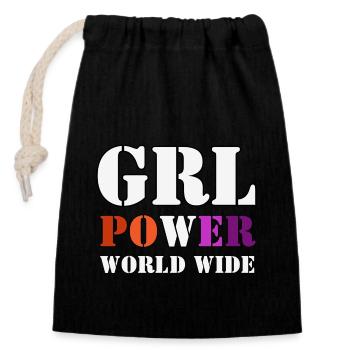 Le pouvoir des filles - Sac cadeau en coton avec cordon (14 x 20 cm) - noir - Devant