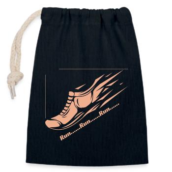 Courir... Courir... Courir... - Sac cadeau en coton avec cordon (14 x 20 cm) - bleu marine - Devant