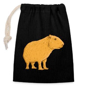Capybara Pet - Closable cotton gift bag (14x20cm) - black - Front