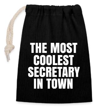 The most coolest secretary in town - Closable cotton gift bag (14x20cm) - black - Front