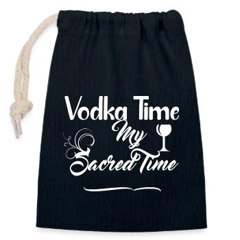 Vodka Time Design -Alcoholic Beverage - Closable cotton gift bag (14x20cm) - navy - Front