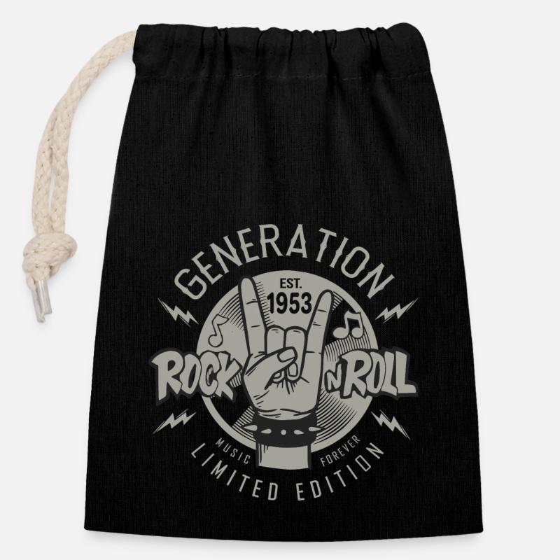 1953 Anniversaire 70 ans 70 E anniversaire - Sac cadeau en coton avec cordon (14 x 20 cm) - noir