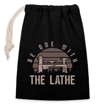 Turning Wood Lathe Lathe - Closable cotton gift bag (14x20cm) - black - Front