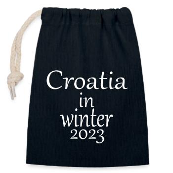 Croatia in winter 2023 - Closable cotton gift bag (14x20cm) - navy - Front