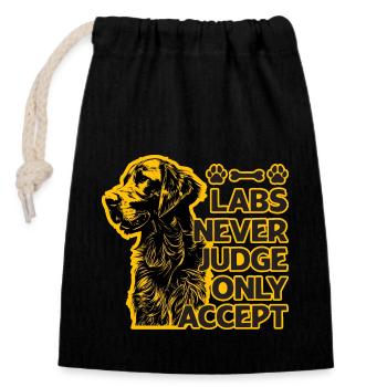 Labs never judge only accept - Closable cotton gift bag (14x20cm) - black - Front