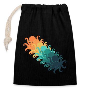 Vintage octopus - Closable cotton gift bag (14x20cm) - black - Front