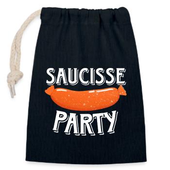 Saucisse Party - Humour Beauf Barbecue Papa Été - Sac cadeau en coton avec cordon (14 x 20 cm) - bleu marine - Devant